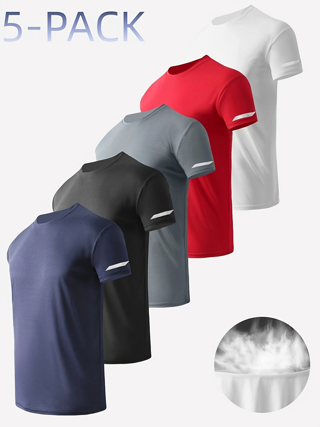 5pcs Men's Quick-Dry Athletic T-Shirts