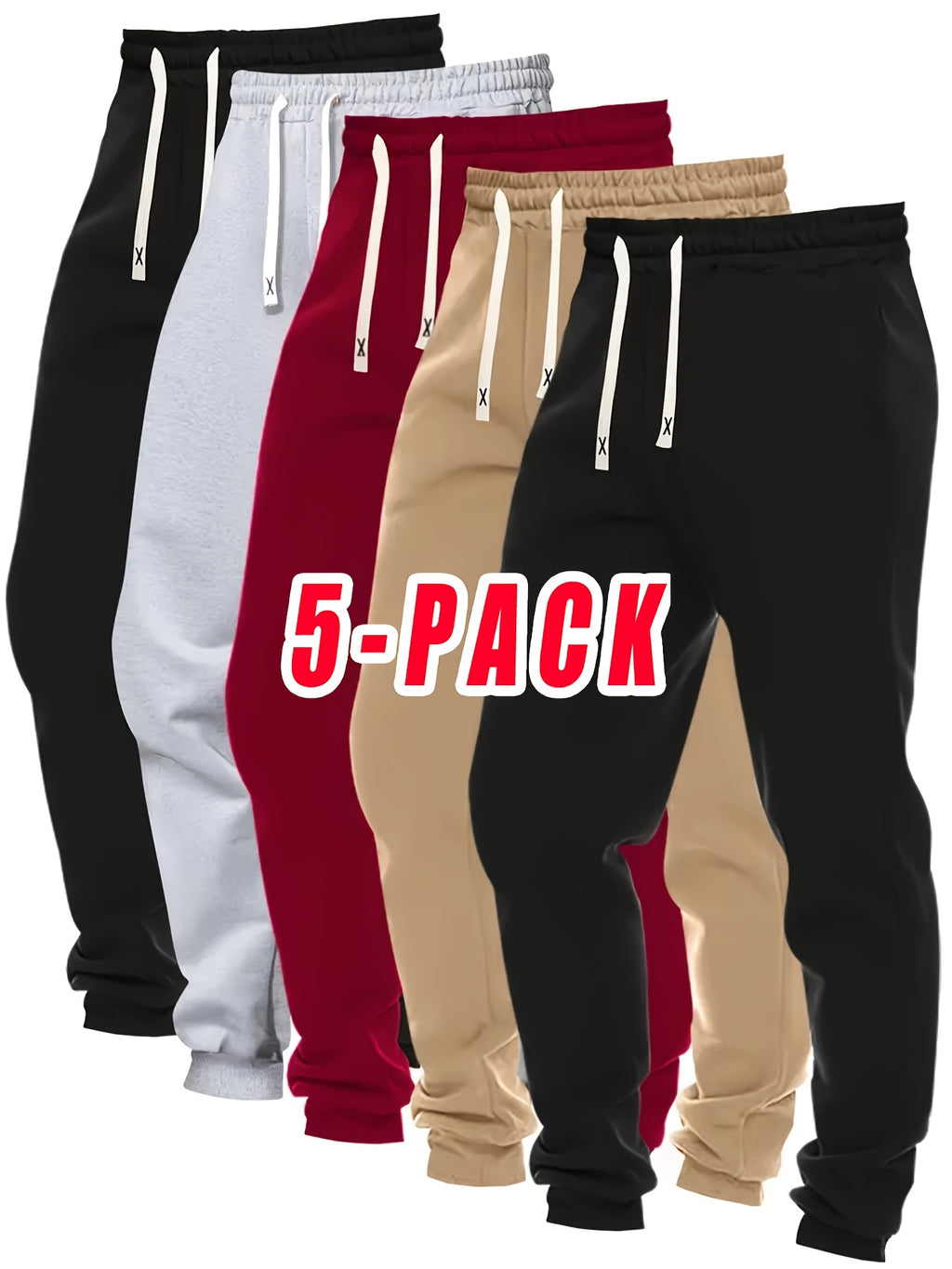5-Pack Men’s Jogger Pants – Lightweight Active Fit