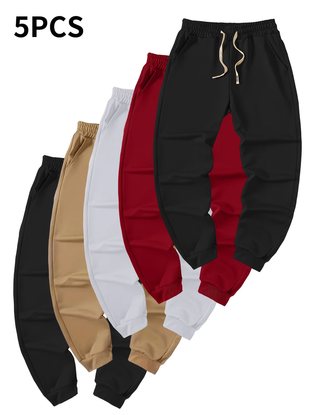 5-Pack Men’s Jogger Pants – Lightweight Active Fit