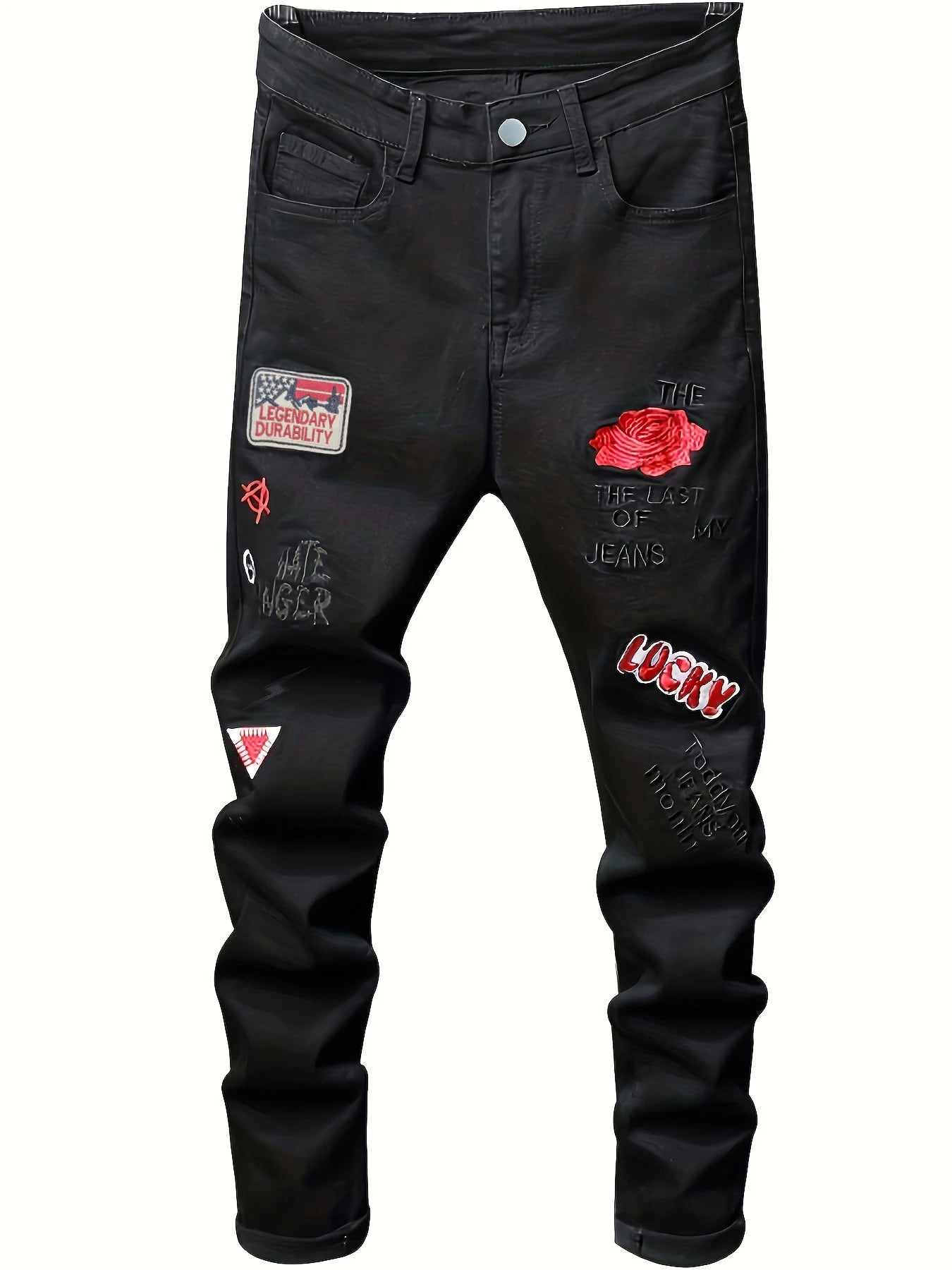 Slim Stretch Embroidered Jeans