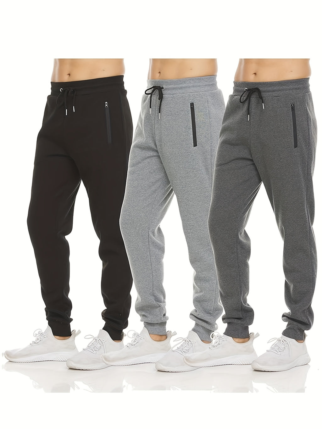 3pcs Mens Sweatpants Fleece Casual Sport Joggers For Men